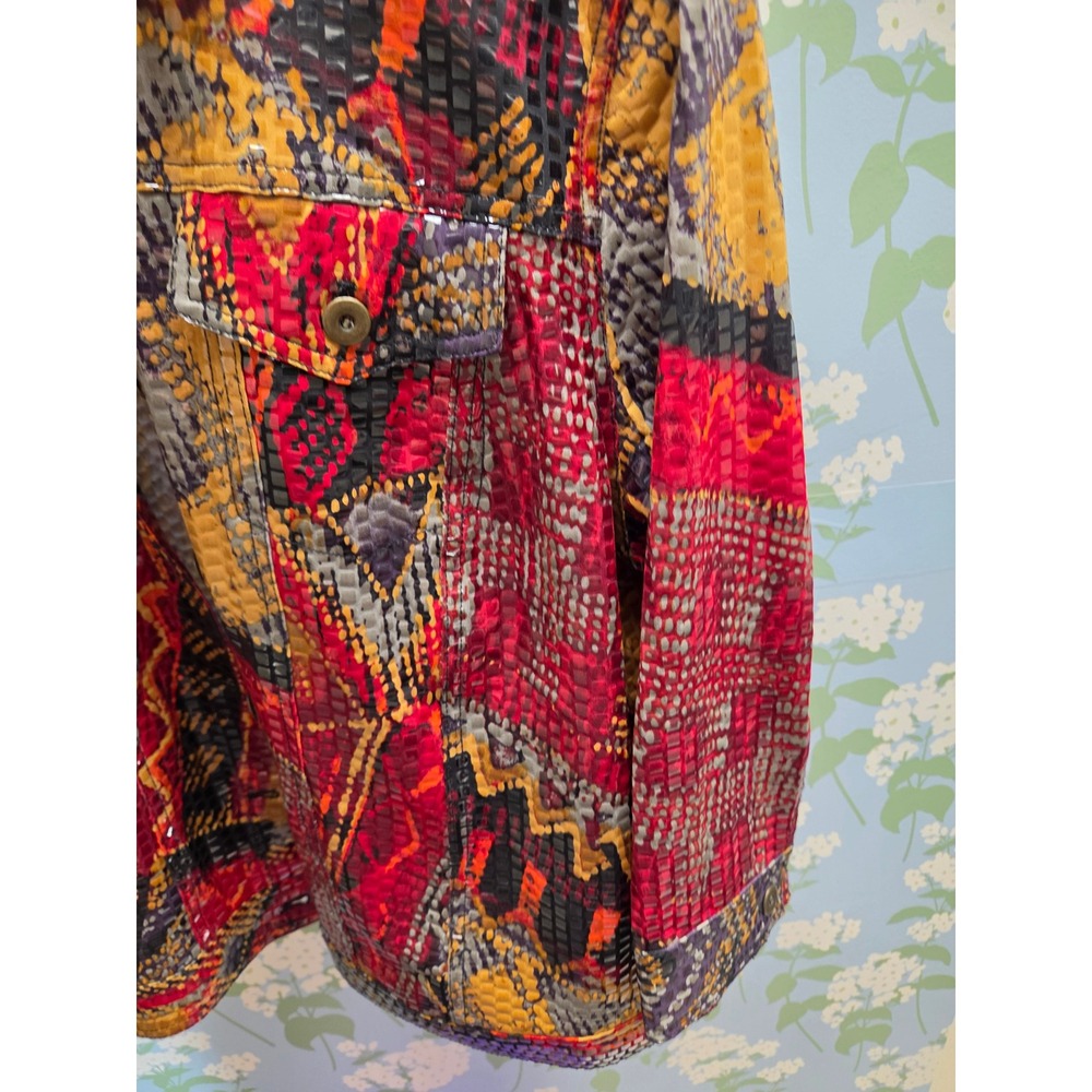 Ruby Rd Woman Multi Color Snakeskin Textured Abstract Print Jacket 16W - Picture 6 of 11